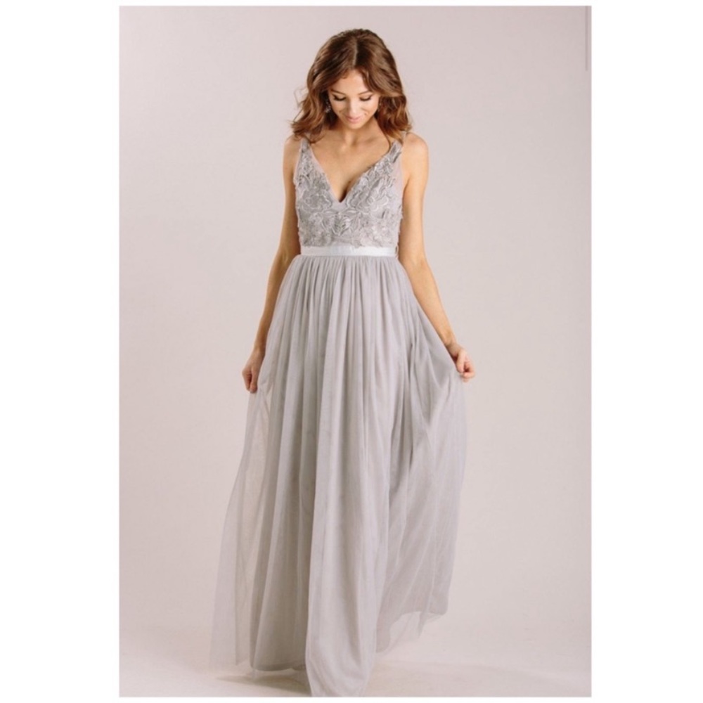 Audrey Grey Tulle Gown Dress